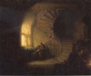 REMBRANDT Harmenszoon van Rijn Philosopher in Meditaton china oil painting reproduction